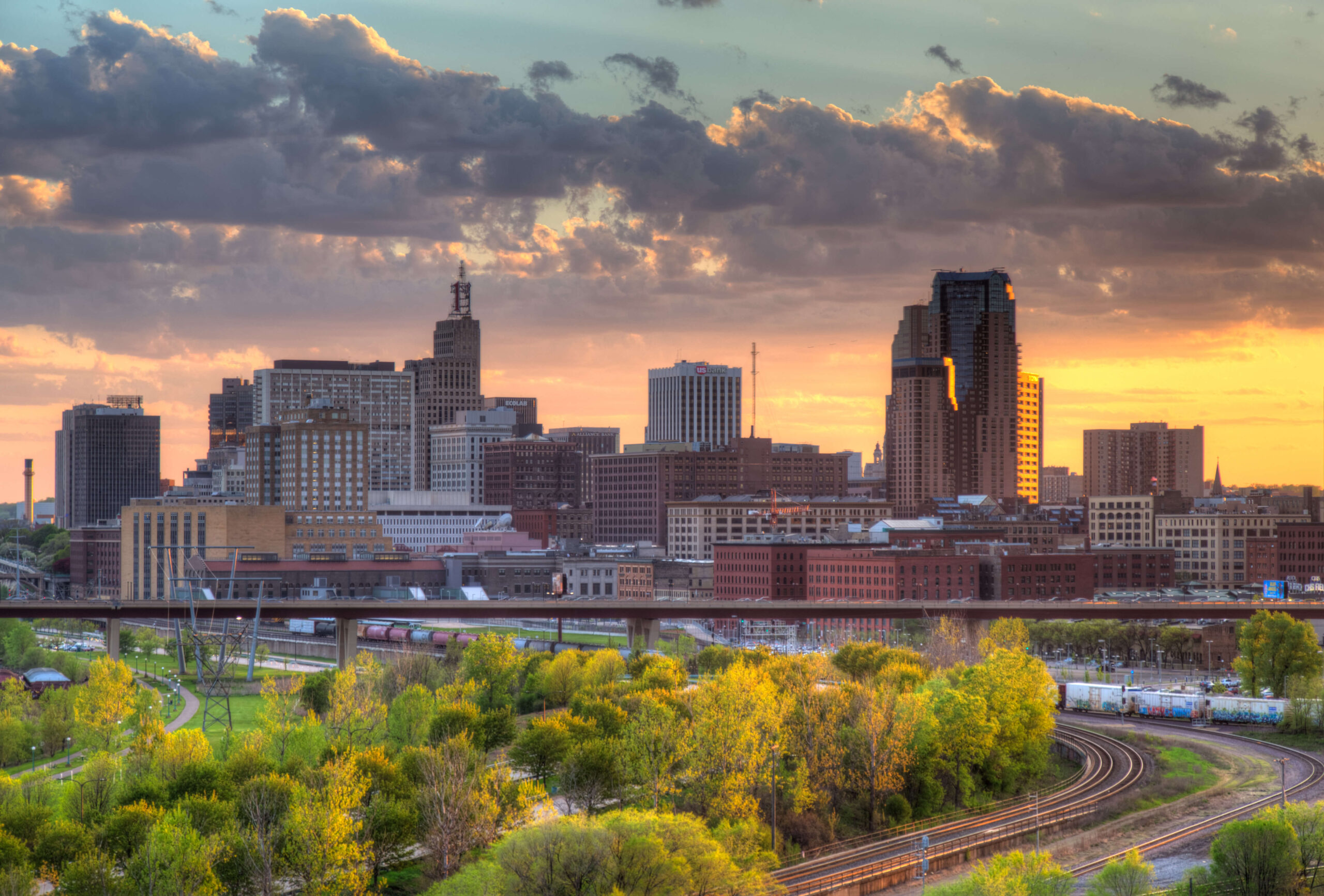 St. Paul, Minnesota skyline image featured on the SRF Consulting St. Paul page, highlighting the city’s architectural landmarks and representing the firm’s commitment to engineering, planning, and design services that enhance local infrastructure and community development.